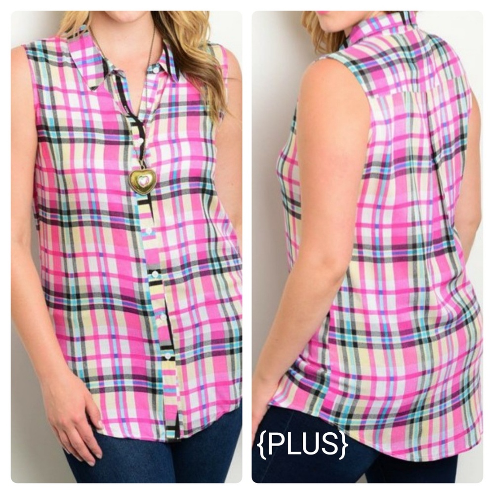 *Reserved*CLOSET CLOSING Pink Plaid Blouse